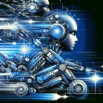 Futuristic illustration of AI-powered robots in motion, symbolizing the rapid advancement of artificial intelligence and machine automation.